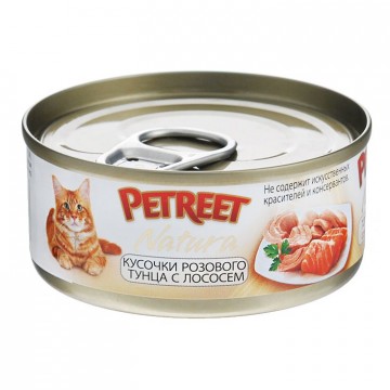Petreet консервы для кошек кусочки розового тунца с лососем  70 г 