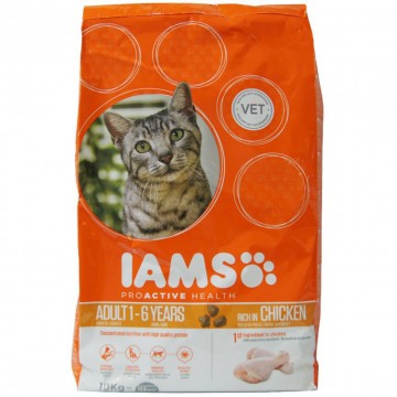 IAMS Cat корм для взрослых кошек с курицей 10 кг 