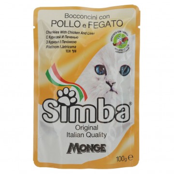 Simba Cat Pouch паучи для кошек курица с печенью 100 г