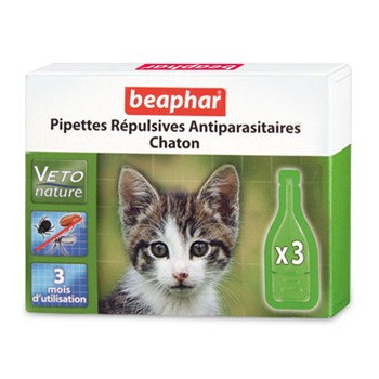 Беафар для котят -  Биокапли от блох и клещей 3 пипетки