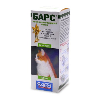 Барс для кошек - спрей инсектоакарицидный 100 мл