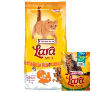 Lara Adult Turkey & Chicken корм для взрослых кошек индейка с курицей + 500 г БОНУС BAG