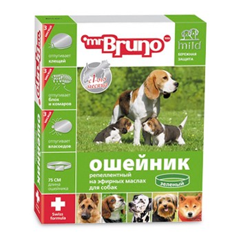 Мистер Бруно для собак – ошейник репеллентный зеленый 75 см